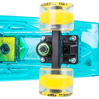 Svetleči penny board WORKER Ravery 22" z bluetooth zvočnikom - transparentní růžová/žlutá