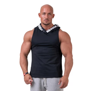 Koszulka męska bez rękawów z kapturem Nebbia No Excuses 173 - Biały - Czarny