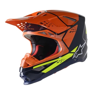 Enduro helma Alpinestars Supertech S-M8 Factory MIPS tmavá modrá/oranžová/žlutá fluo lesklá
