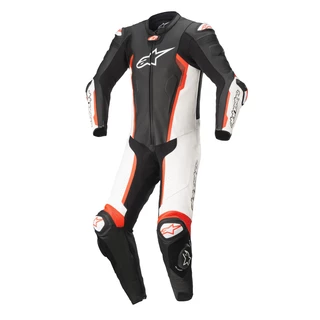 One-Piece Motorcycle Leather Suit Alpinestars Missile 2 Black/White/Fluo Red