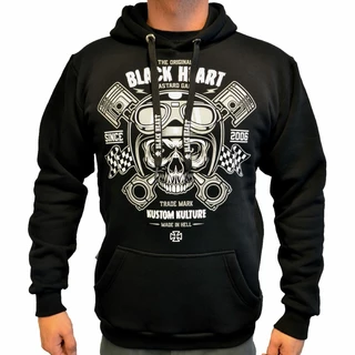 Hooded Sweatshirt BLACK HEART Piston Skull Hood - Black