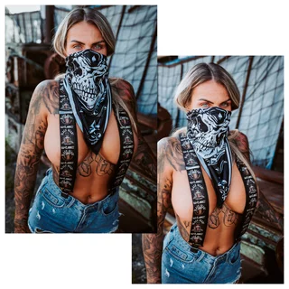 Chusta szal na szyję bandana W-TEC Black Heart Bandest - Bones