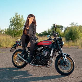 Dámska kožená moto bunda W-TEC Lecia - hnedá