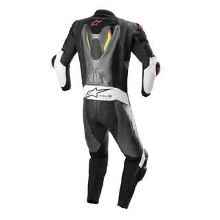 One-Piece Motorcycle Leather Suit Alpinestars Missile 2 Ignition Metallic Gray/Black/Yellow/Fluo Red - Metallic Grey/Black/Yellow/Fluo Red
