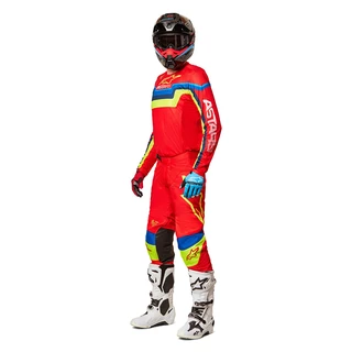 Motokrosové nohavice Alpinestars Techstar Quadro červená/žltá fluo/modrá