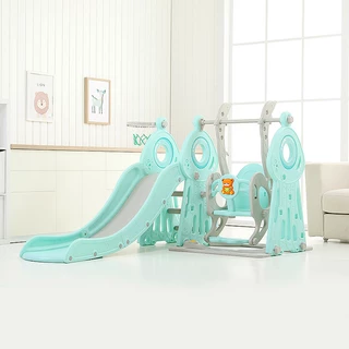 Children’s Slide w/ Swing & Basketball Hoop 4-in-1 inSPORTline Swingslide - Pink - Green