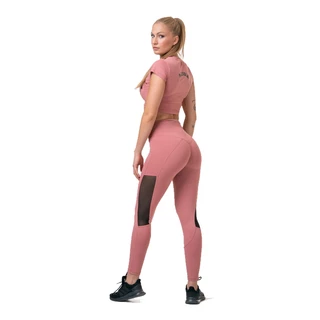 Női leggings magas derékkal Nebbia Mesh 573 - Old Rose