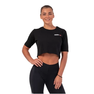 Women’s Flowy Crop Top Nebbia Minimalist Logo 600 - Black