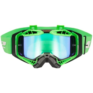 Motokrosové okuliare LS2 Aura Pro Black H-V Green irídiové sklo