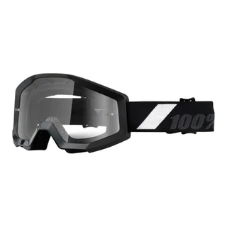 Motocross Goggles 100% Strata - Goliath Black, Clear Plexi with Pins for Tear-Off Foils