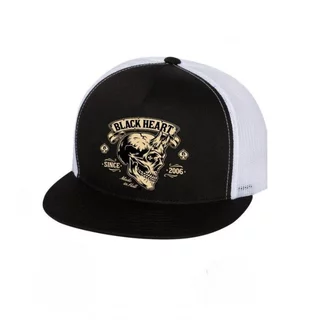 Snapback Hat BLACK HEART Devil Skull Trucker - Black