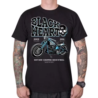 Koszulka motocyklowa T-shirt BLACK HEART Blue Bobber - Czarny