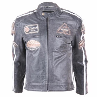 Leather Moto Jacket BOS 2058 Vintage Grey - Grey - Grey