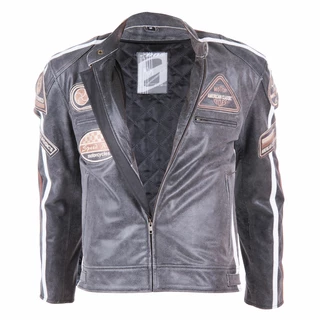 Leather Moto Jacket BOS 2058 Vintage Grey - Grey