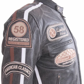 BOS 2058 Vintage Grey Leder Motorradjacke