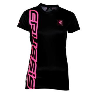 Dámské triko s krátkým rukávem CRUSSIS černo-fluo růžová - černo-růžová - černo-růžová