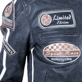 Leather Motorcycle Jacket BOS 2058 Navy