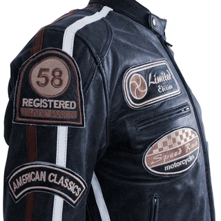 Leather Motorcycle Jacket BOS 2058 Navy