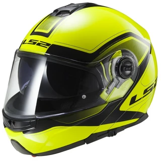 Tilting Moto Helmet LS2 Strobe - Civik Hi-Vis Black-Yellow