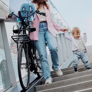 Front-Mounted Child Bike Seat w/ Adaptor Urban Iki - Aotake Menthol Blue/Shinju White