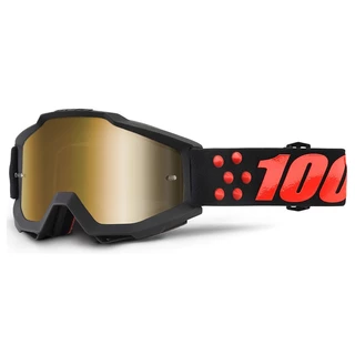 Motocross Brille 100% Accuri - Gernica schwarz, goldenes Chrom Plexiglas + klares Plexiglas mit