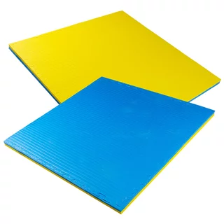 Mata puzzle fitness tatami na podłogę ochronna inSPORTline Malmeida 100x100x4 cm - Niebiesko-żółty