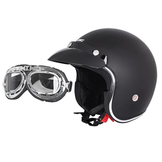 Motorcycle Helmet W-TEC YM-629 w/ Ageless Goggles - Matte Black