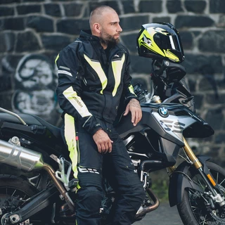 Pánska moto bunda W-TEC Brandon - čierna-fluo žltá