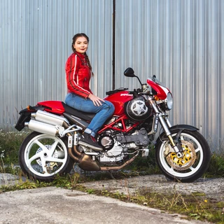 Női motoros bőrdzseki W-TEC Umana - piros