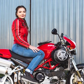 Női motoros bőrdzseki W-TEC Umana - piros