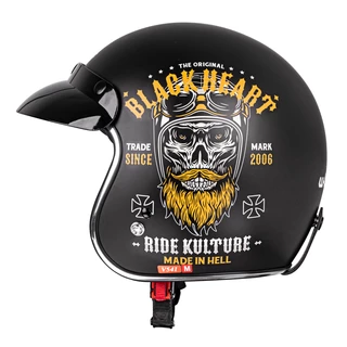 Bukósisak W-TEC V541 Black Heart - Skull Horn, matt fekete