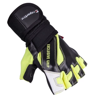Leather Fitness Gloves inSPORTline Perian - Black-Yellow
