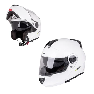 Kask motocyklowy szczękowy W-TEC Vexamo z blendą - Biały