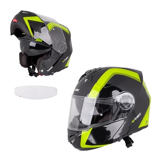 Výklopná moto helma W-TEC Vexamo PP - 2.jakost - černo-zelená