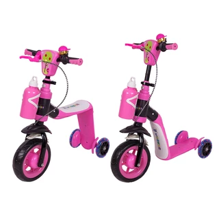 Trójkołowa hulajnoga dla dzieci rowerek biegowy 3w1 WORKER Noggio KOŁA LED - Różowy