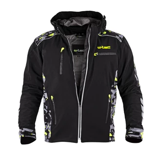 Férfi softshell motoros kabát W-TEC Kybero - fekete-fluo