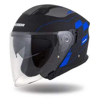 Cassida Jet Tech RoxoR Motorradhelm schwarz matt/blau/grau/weiß