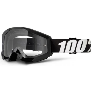 Motocross Goggles 100% Strata - Goliath Black, Clear Plexi with Pins for Tear-Off Foils - Outlaw Black, Clear Plexi with Pins for Tear-Off Foils