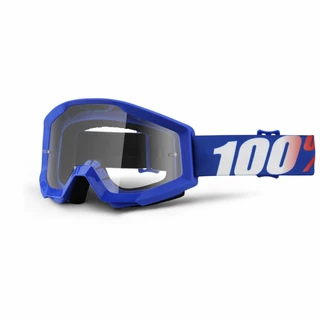Motocross Goggles 100% Strata - Nation Blue, Clear Plexi with Pins for Tear-Off Foils