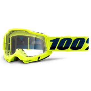 Motocross Goggles 100% Accuri 2 - Yellow, Clear Plexi