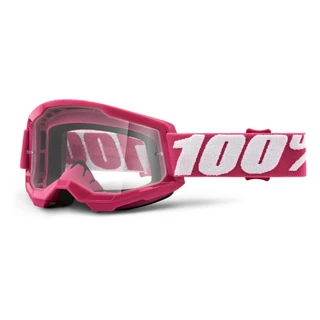 Motocorss szemüveg 100% Strata 2 - Fletcher rózsaszín, átlátszó plexi
