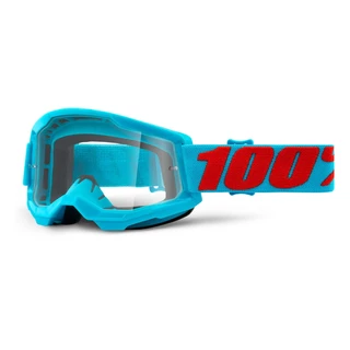 Motocross Goggles 100% Strata 2 - Summit Turquoise-Red, Clear Plexi