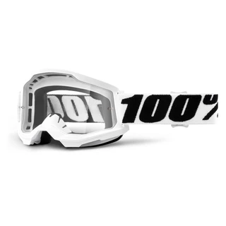 Motocross Goggles 100% Strata 2 - Everest White-Black, Clear Plexi