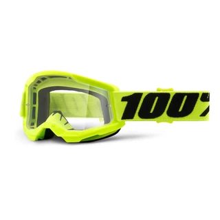 Children’s Motocross Goggles 100% Strata 2 Youth - bílá, čiré plexi - Yellow, Clear Plexi