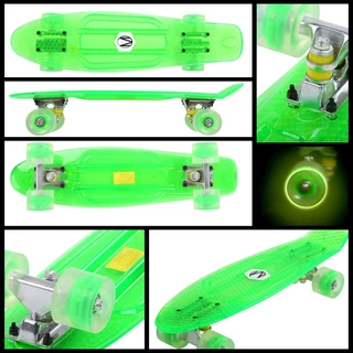 Penny Board Maronad Retro Transparent mit leuchtenden Rädern