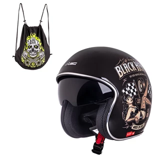 Kask motocyklowy otwarty z blendą W-TEC Black Heart chopper V537 - Melisa, czarny połysk