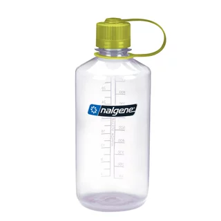 Outdoor Water Bottle NALGENE Narrow Mouth Sustain 1 L - Amethyst - Clear w/Green Cap