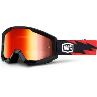 100% Strata Motocross Brille - Lagoon blau, blaues Chrom Plexiglas mit Bolzen für Abreißfolie