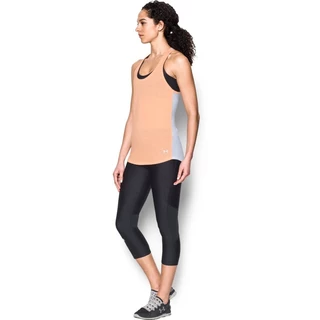 Dámské běžecké tílko Under Armour Threadborne Run Mesh Tank - True Gray Heather/Peach Orange/Reflective