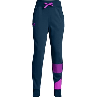 Girls’ Sweatpants Under Armour Rival Jogger - Steel Light Heather/White - Techno Teal/Fluo Fuchsia
